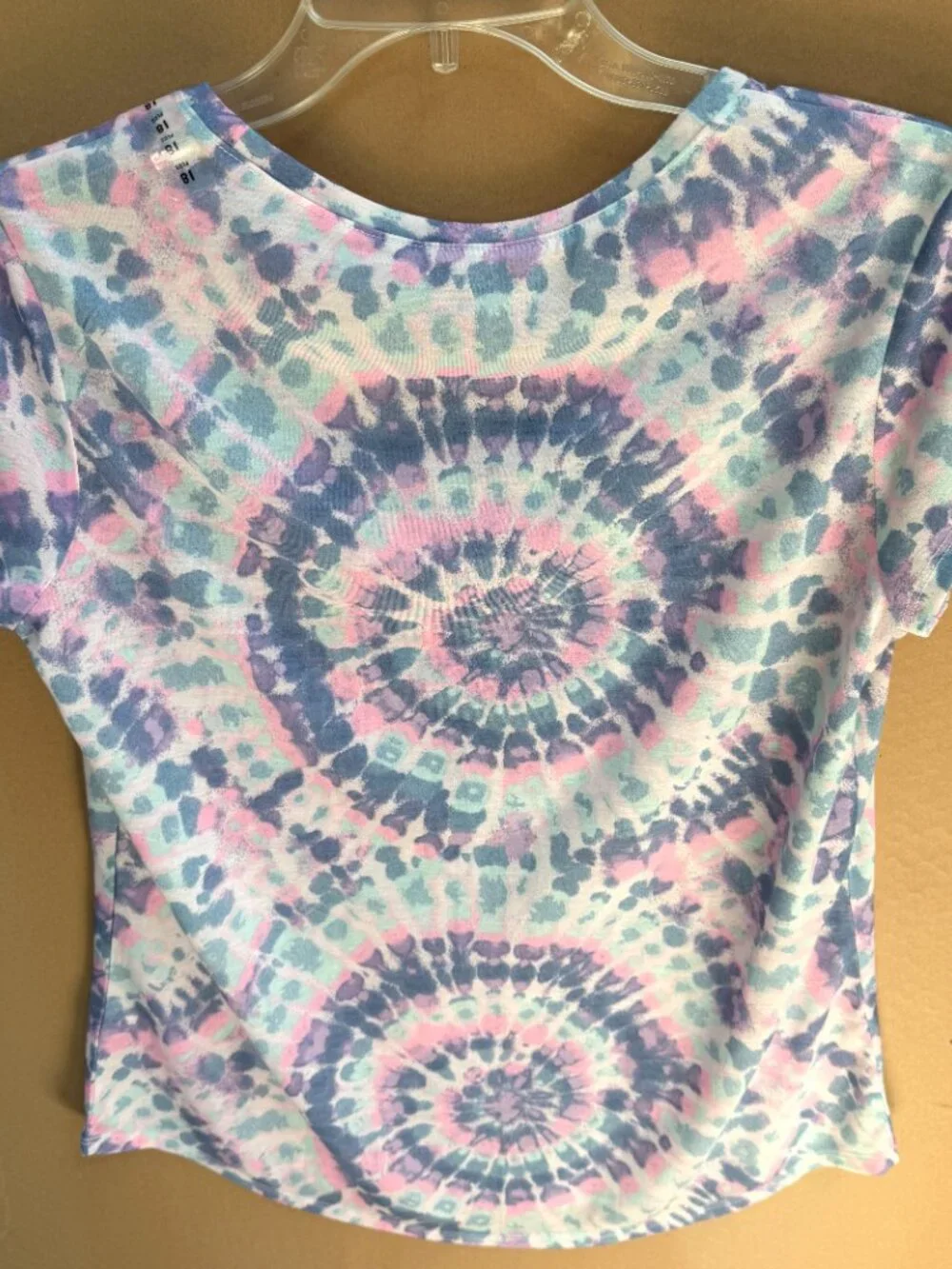 NWT Girls Justice TieDye Short Sleeve Top w/Glitterized 